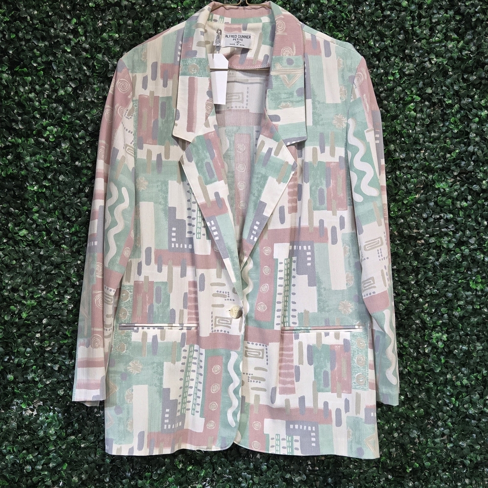 Alfred Dunner Multicolor Abstract Blazer